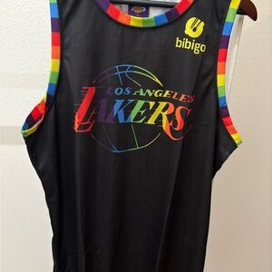 BiBi Black Tank with Rainbow Trim and Lakers Logo